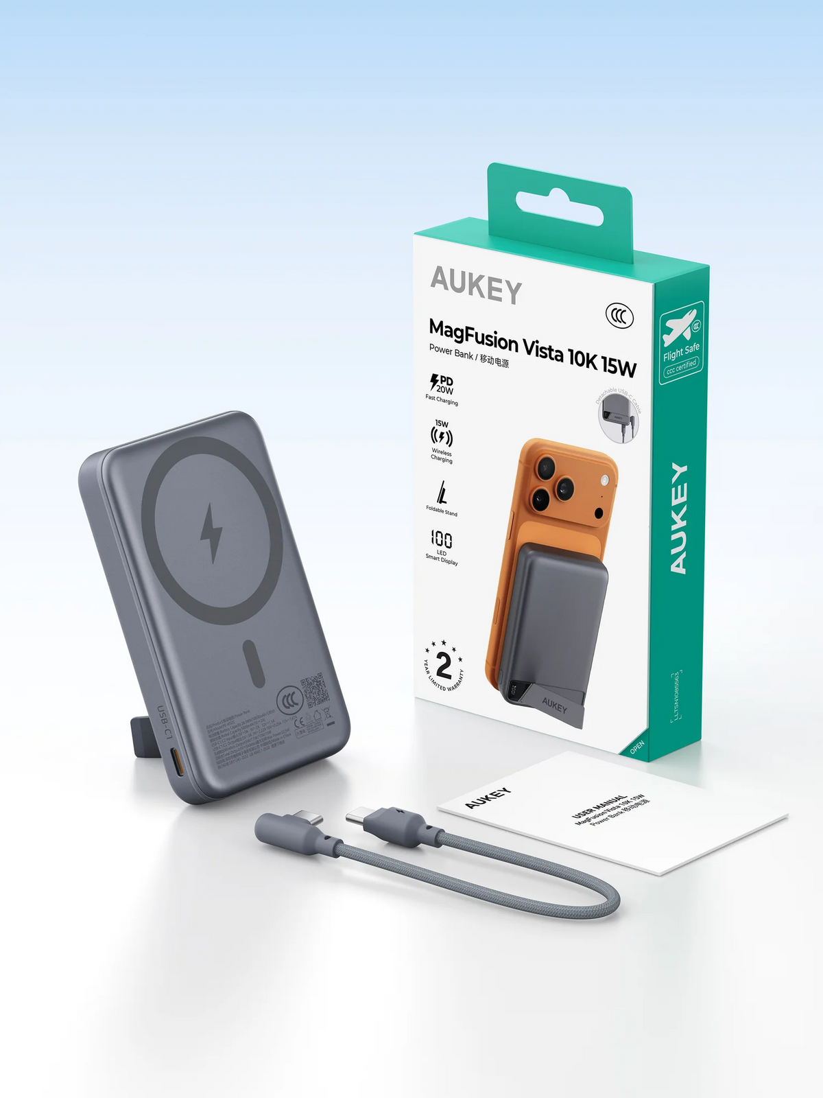 Aukey PB-MS20 10000mAh 15W Wireless Power Bank